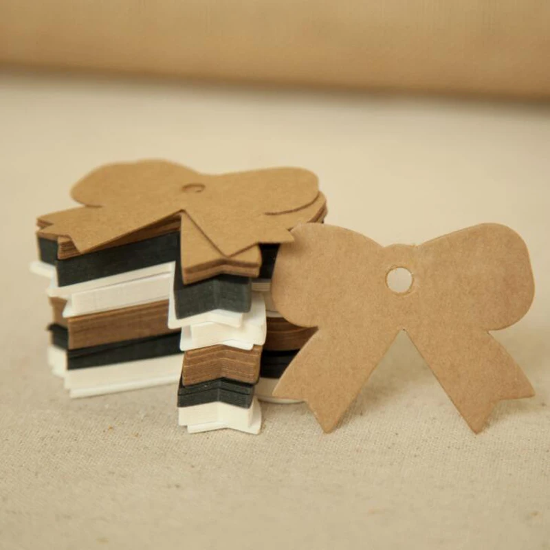 100pcs/lot 6*5cm Butterfly shape Kraft Paper tags/hang tags/cards for Gift packing/Price/garment clothes/shoes/bags/accessories