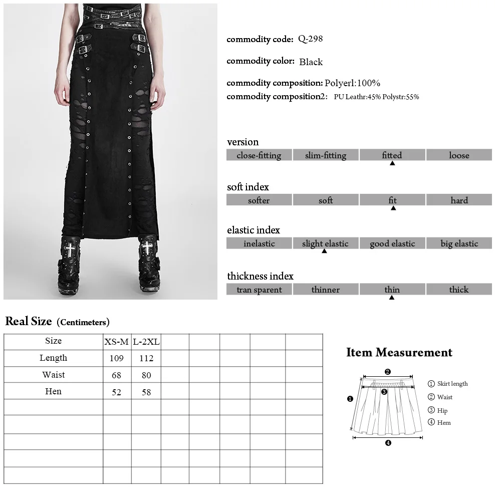 New Punk Rave women Gothic Max skirt,Steampunk Rock copslay clothing Q298