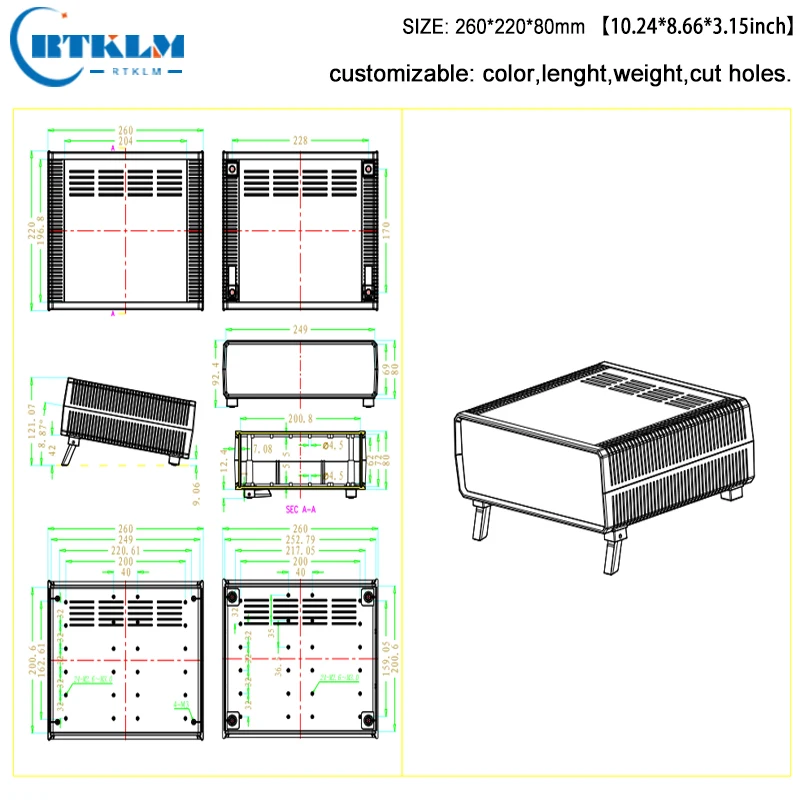 Scatola di plastica ABS per progetti di elettronica scatola di giunzione del desktop fai da te scatola di distribuzione di plastica speaker box