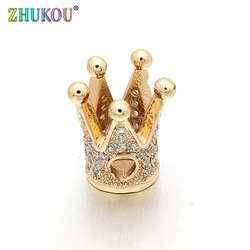 11mm Handmade Brass Cubic Zirconia Coroa Crown Beads for DIY Jewelry Findings Accessories, Model: VZ140