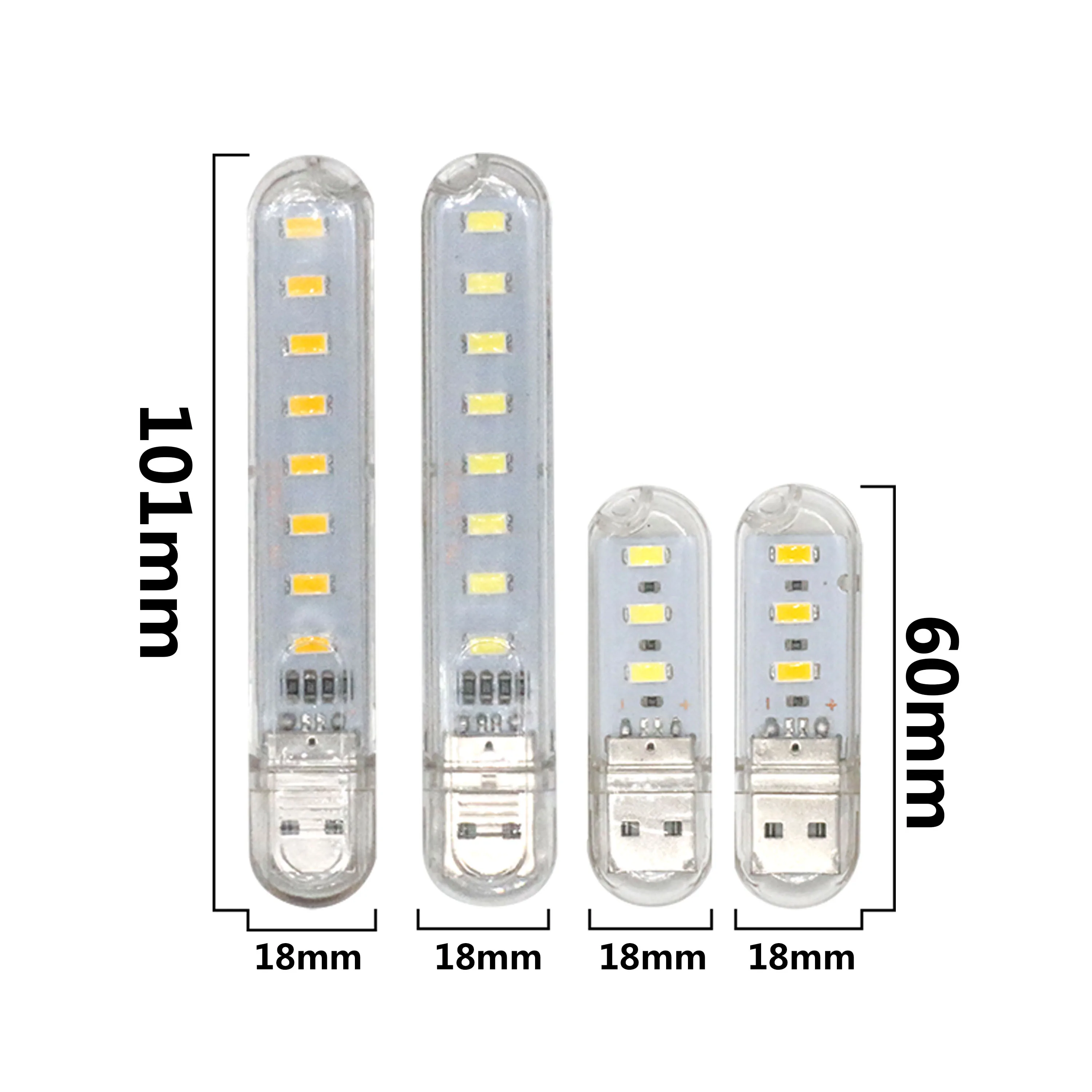 USB LED 3LEDs 8LEDs 24leds Book Lights LED Bulb 5V Power Input White 5000-6500K Warm White 3000-3500K USB Night light