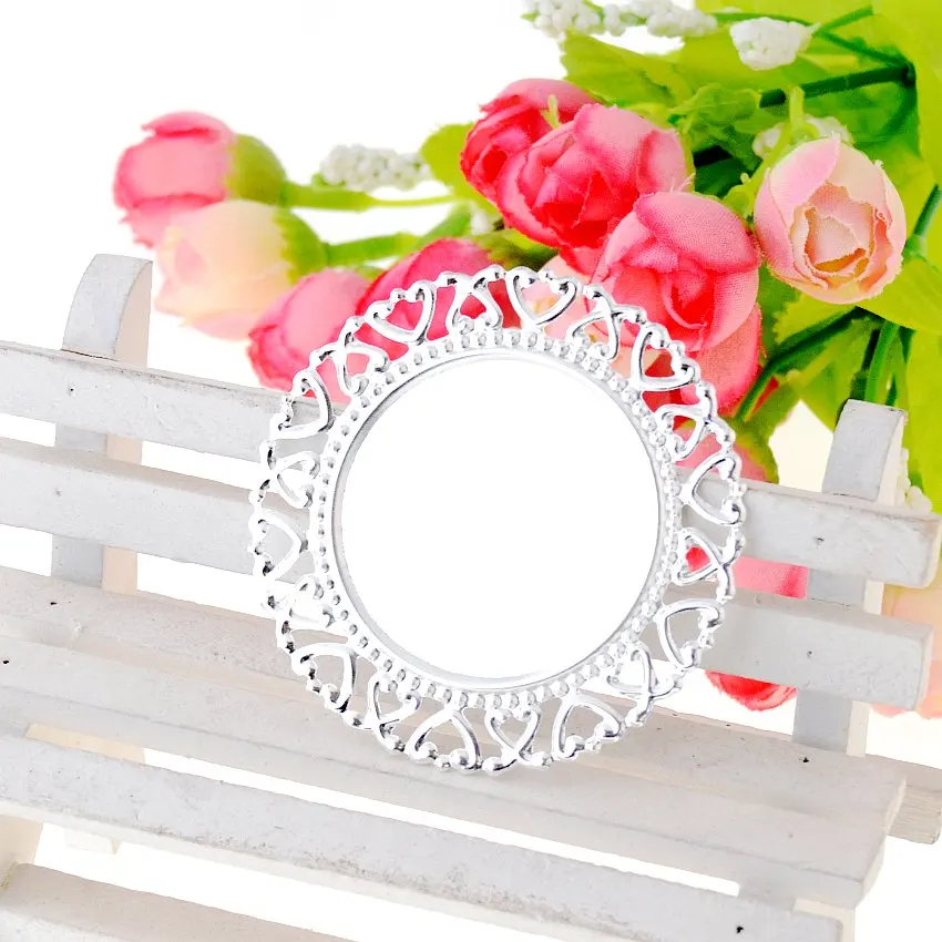 10Pcs Filigree Cabochon Setting (Fit 35mm) Wraps Connectors Metal Crafts Decoration DIY Embellishments 50mm
