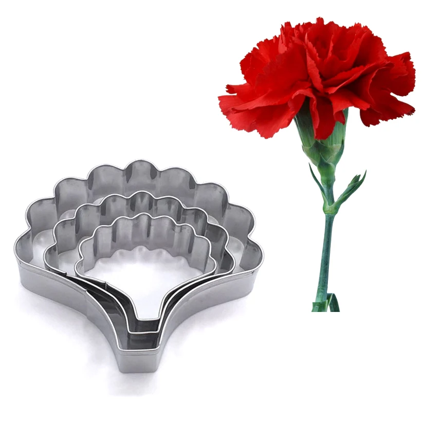 3 pcs/set Carnation Petals Cutter Sets Stainless Steel Cookie Fondant Cake Decorating Tools