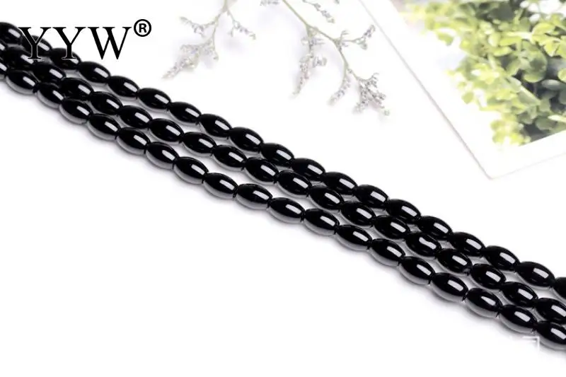 Natural Rice Shape Black Agat Stone Beads For Jewelry Making 4/6/10mm Smooth Looose Black Gem Stone Beads Wholesale DIY Bracelet