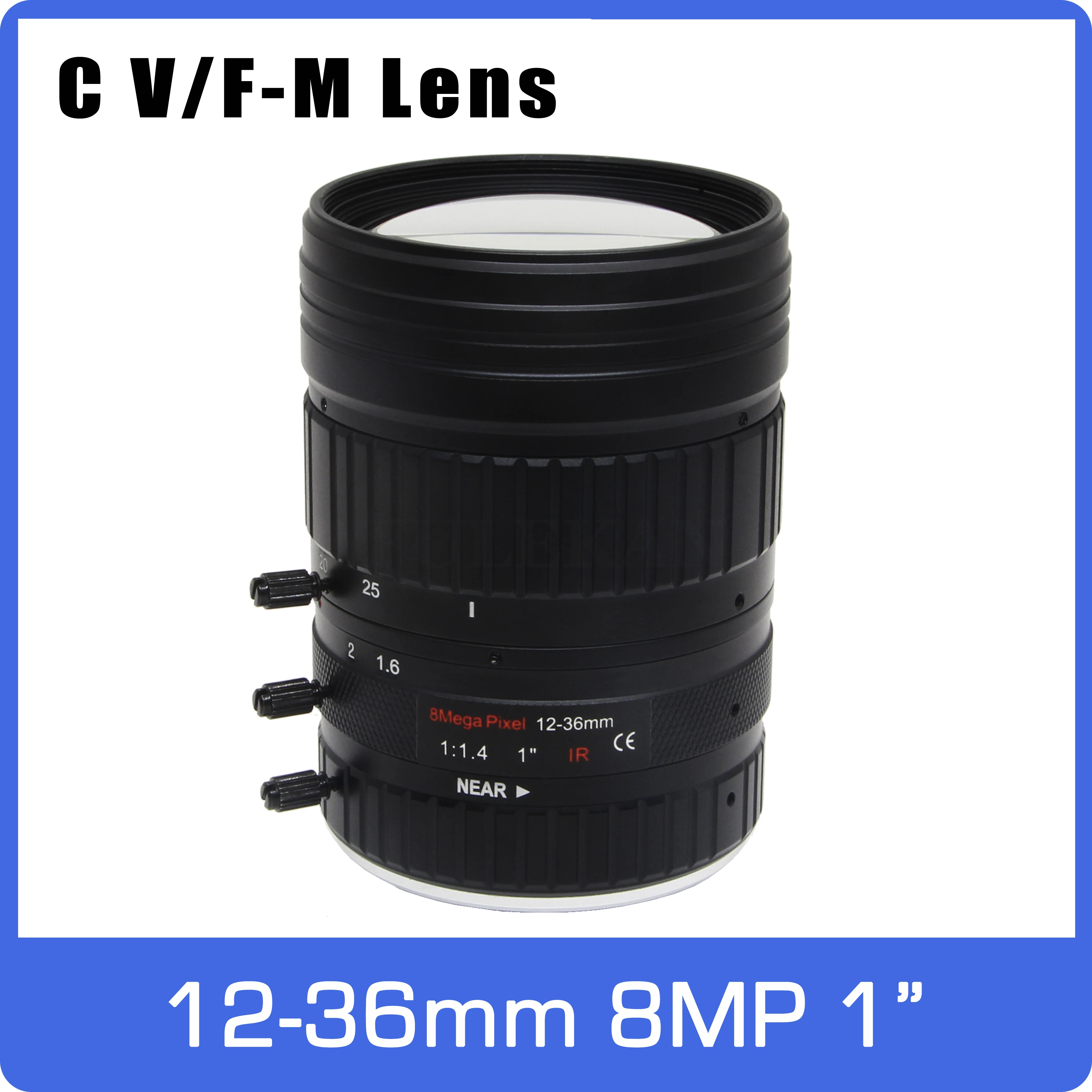 

8Megapixel 1 inch Starlight F1.4 Manual IRIS Varifocal C Mount 4K Lens 12-36mm Long Distance View For Face Recognition 4K Camera