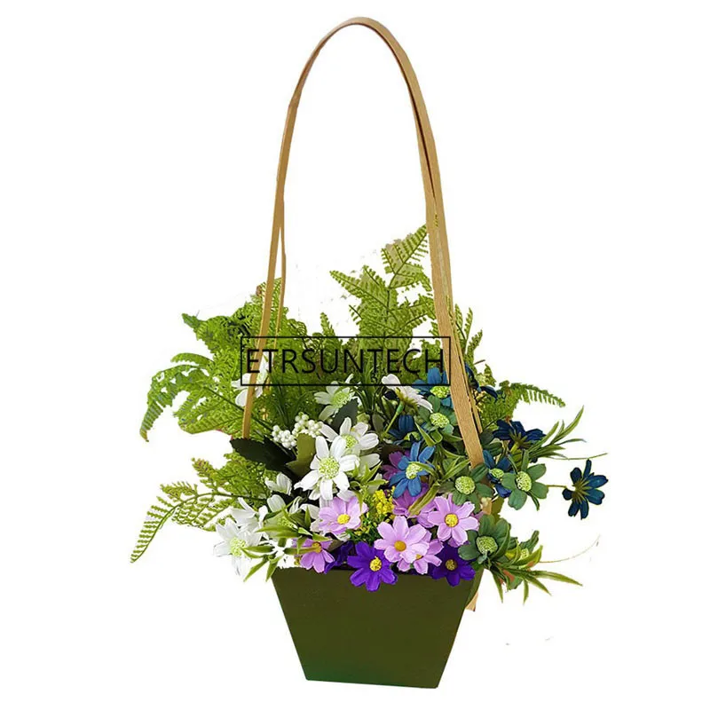 

Creative Waterproof Flower Packing Bags Kraft Paper Bonsai Package Plant Pot Carrier With Paper Rope