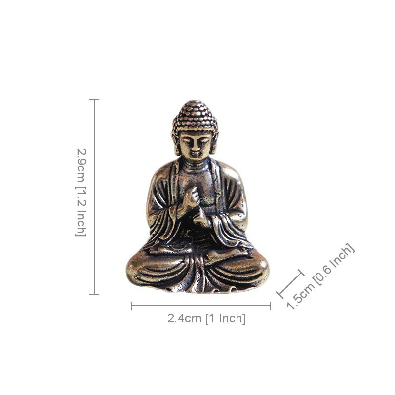 Mini estátua de buda de latão vintage, portátil, figura de buda, escultura, bolso, escritório, casa, decoração, brinquedo, presente