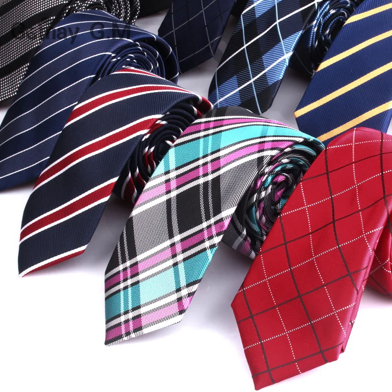 6cm Width Mens Ties New Fashion Plaid Neckties Corbatas Gravata Jacquard Woven Slim Tie Business Wedding Stripe Neck Tie For Men