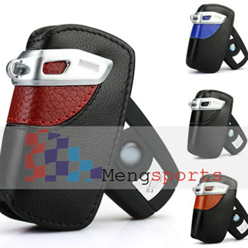 10pcs NEW type Real Leather Carbon Fiber Key Case Holder Black Red Blue Orange Keyring Key Chain with BOX