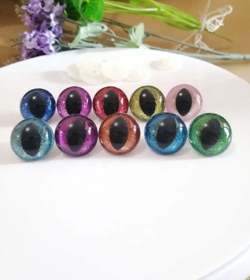 20 Stück 10MM-30MM Klare Sicherheits-Katzenaugen mit Stoff und Unterlegscheibe für Puppen-DIY-Handarbeiten ---Größenoption-L12 – Detail 5