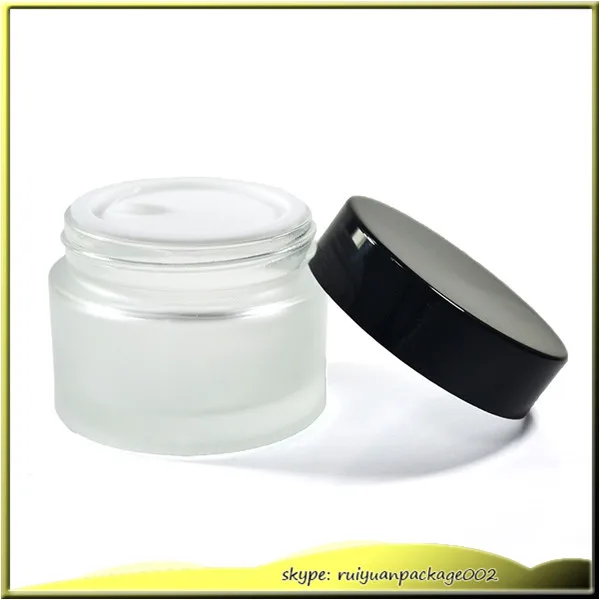 10 pcs 50g Black Cap Frost Glass Container Eye Cream Jar Cosmetic Packing Jar Clear Glass Cream Jar cosmetic container