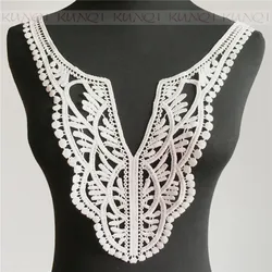 2 Embroidered White Color Lace Neckline Collar Applique Motif Patches Scrapbooking Embossed Sewing Accessories ZQB124