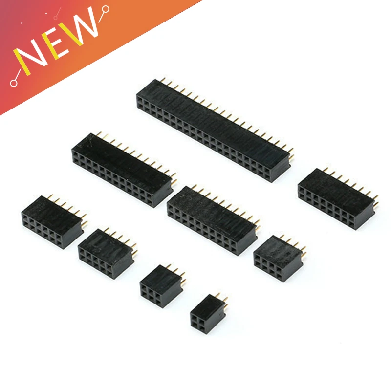 10 sztuk 2.54mm 2X2/3/4/5/6/8/10/12/13/15/20/40 Pin dwurzędowe proste igłowe złącze taśmy PCB 2.54 żeńskie złącze Socke