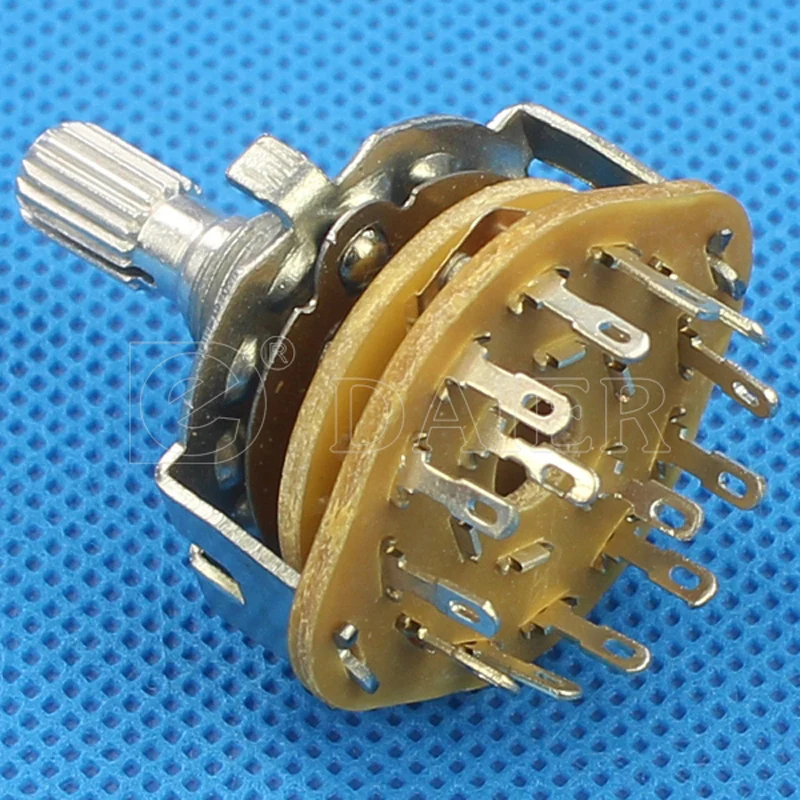 4PCS Metal Rotary Switch 20MM 1 Pole 12 Position M9X0.75 18 Teeth Knurl Shaft With Solder Terminals 1P12T/2P6T/3P4T/4P3T