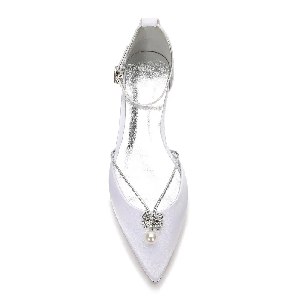 Creativesugar elegant pearl flower shape crystal charm lady satin lace dress flat shoes sweet pointed toe flats bridal wedding