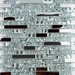 New stainless steel metal crystal glass mosaic tile waistline mirror background wallpaper shower kitchen backsplash decoration