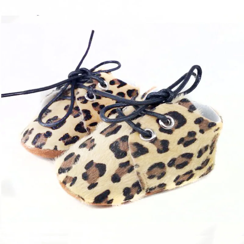 ใหม่รองเท้าเด็กหนังย้อนยุค Boy Girl รองเท้า Lace-Up Leopard พิมพ์เด็กวัยหัดเดิน Soft Slip First Walkers ทารกแรกเกิด