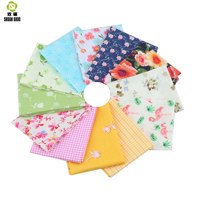 Shuanshuo 12pcs/lot  Twill Cotton Fabric,Patchwork Cloth,DIY Sewing Quilting Fat Quarters Material For Baby&Child 40*50cm