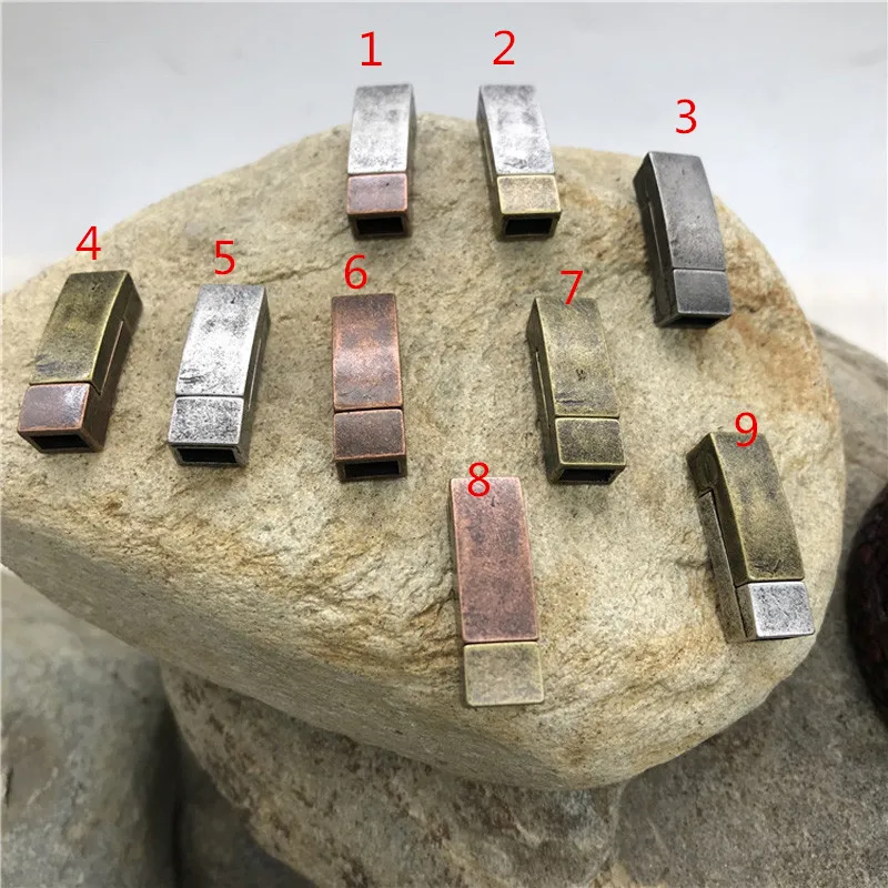 

5.8*3.34mm Hole 316l Stainless Steel Rotro Rectangle Magnet Clasp Leather Cord fit Bracelet DIY Jewelry Making Findings Buckle