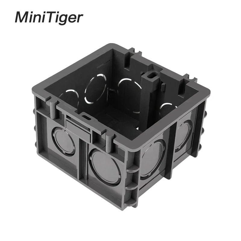 Minitiger High Strength Mounting Box Internal Cassette 82mm * 76mm * 50mm For 86 Type Switch and Socket, Black Wiring Back Box