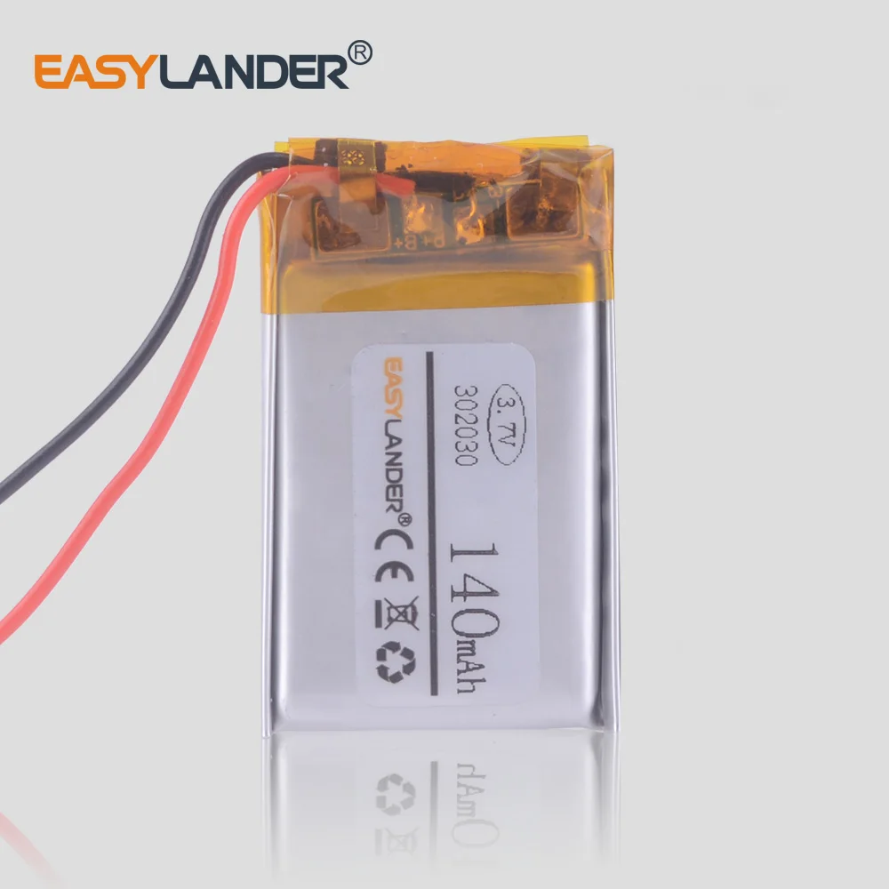 302030 140mAh 3.7V  Rechargeable Lithium Li-ion Li Polymer Battery For mp4 speaker Car video recorder GPS DVR locator toys