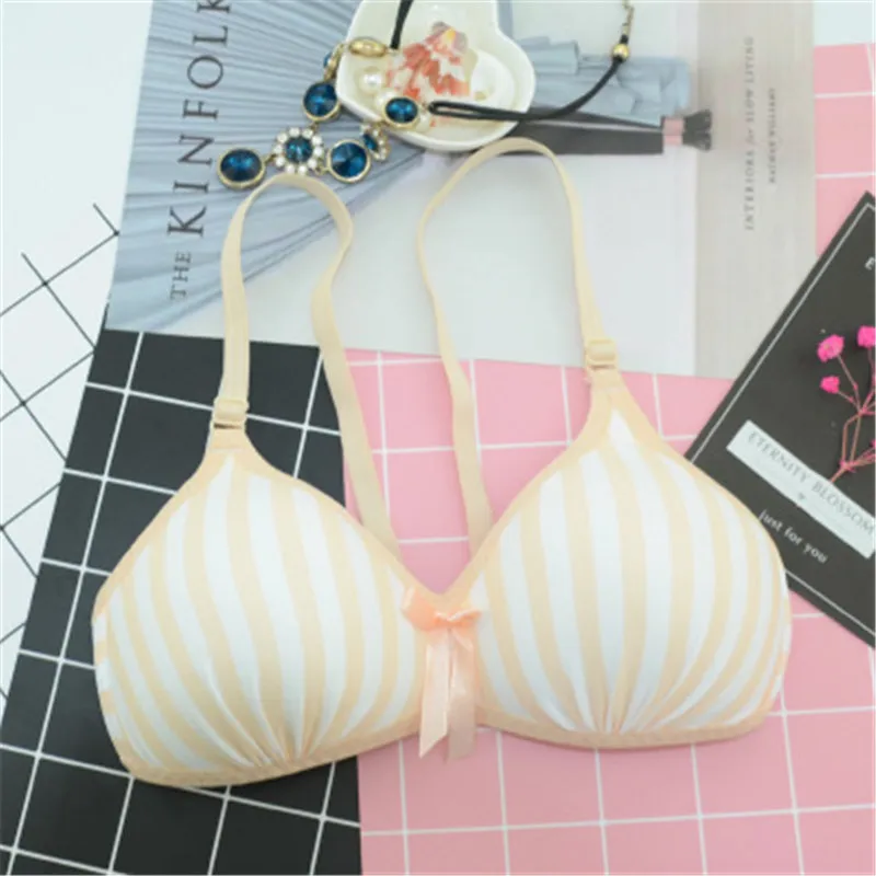 New Summer Girl Training Bras Striped Kids Girl Bra Teenage Underwear Thin Cup Top Youth Small Breast Bra For Children