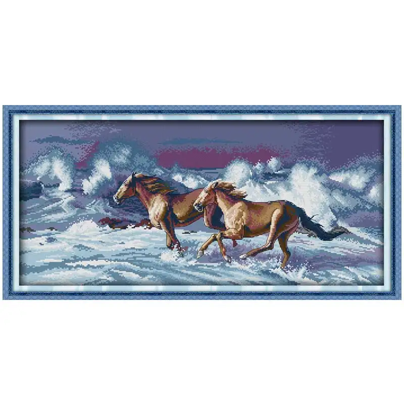 A Galloping Horse Patterns Counted Cross Stitch Set DIY 11CT 14CT 16CT Stamped DMC Cross-stitch Kit Embroidery Needlework Crafts