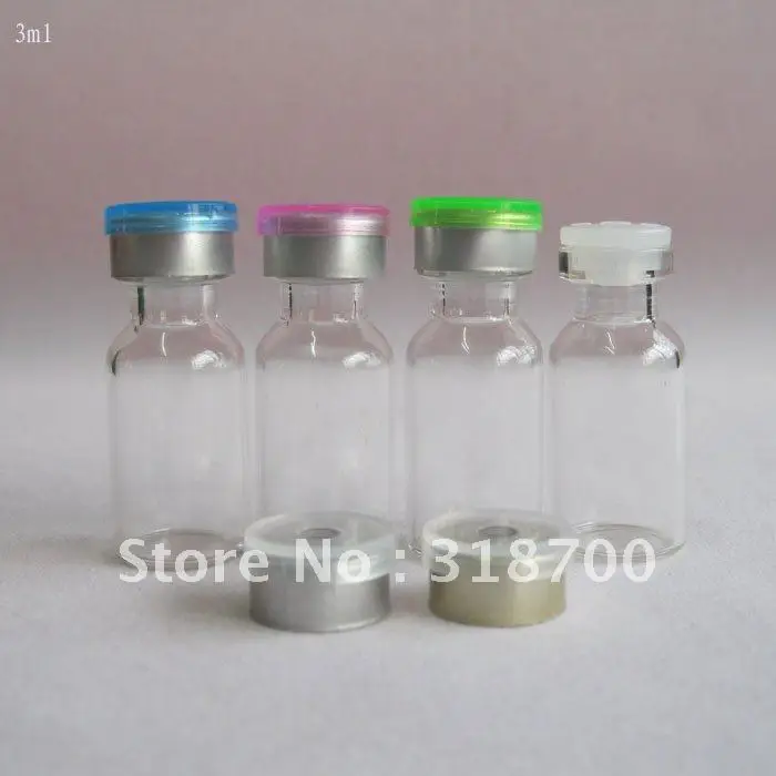 

3ml clear glass vial with silicone rubber stopper & flip cap, mini glass bottle, 2ml,5ml till 30ml is available