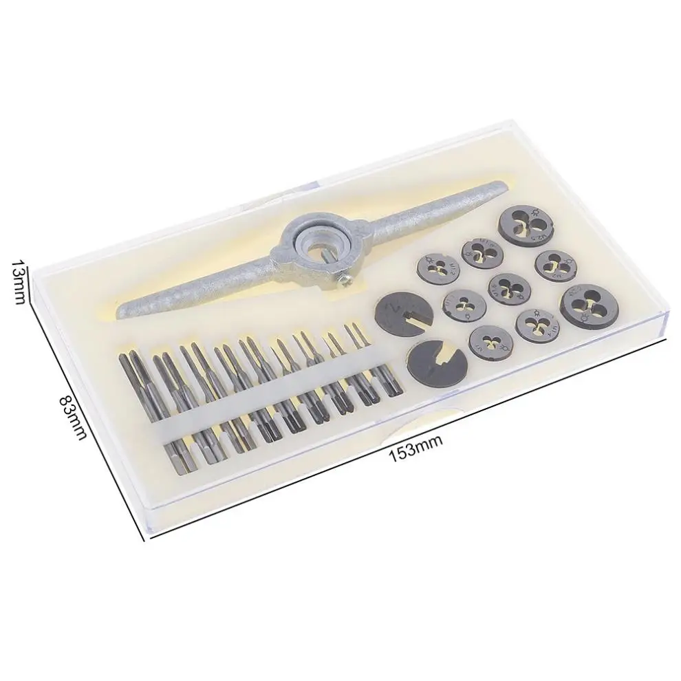 30pcs/lot precise Metric NC Screw Tap & Die External Thread Cutting Tapping Hand Tool Kit with HSS Screw Plugs Taps
