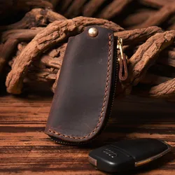 Vintage Genuine Leather Car key holder Men Leather Key wallet Keychain men housekeeper women Car key case Bag key organizer