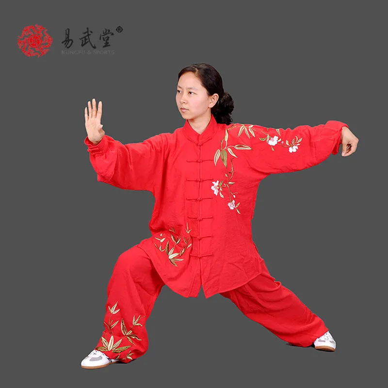 Yiwutang Tai chi clothing chinese kung fu uniform  linen wushu suits martial arts embroidery breathable easycare free shpping