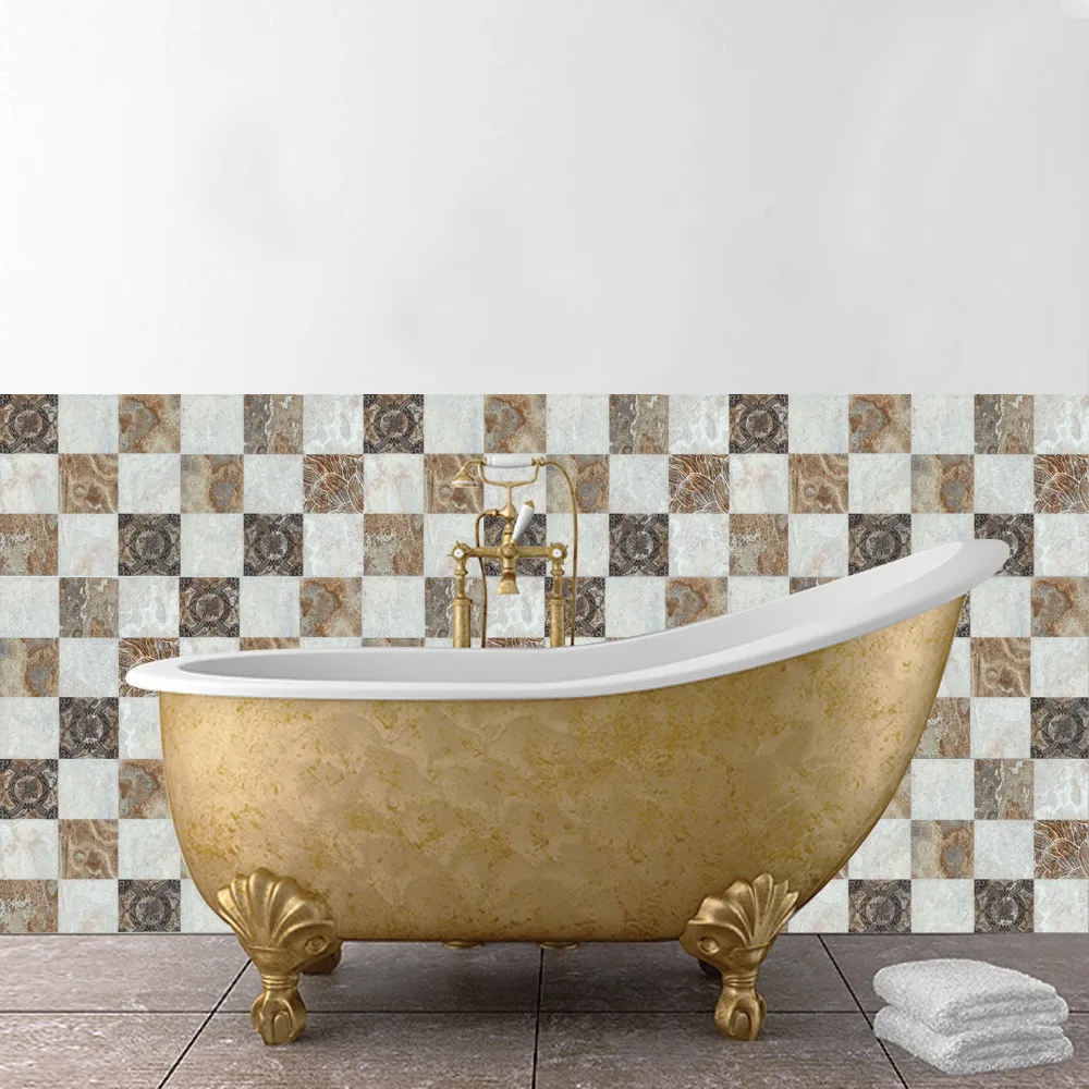 20*20cm*6pcs Europe Retro Marble Pattern Tile Floor Wall Sticker Kitchen Bathroom Tiles Waterproof Poster Vinyl Wall Decals