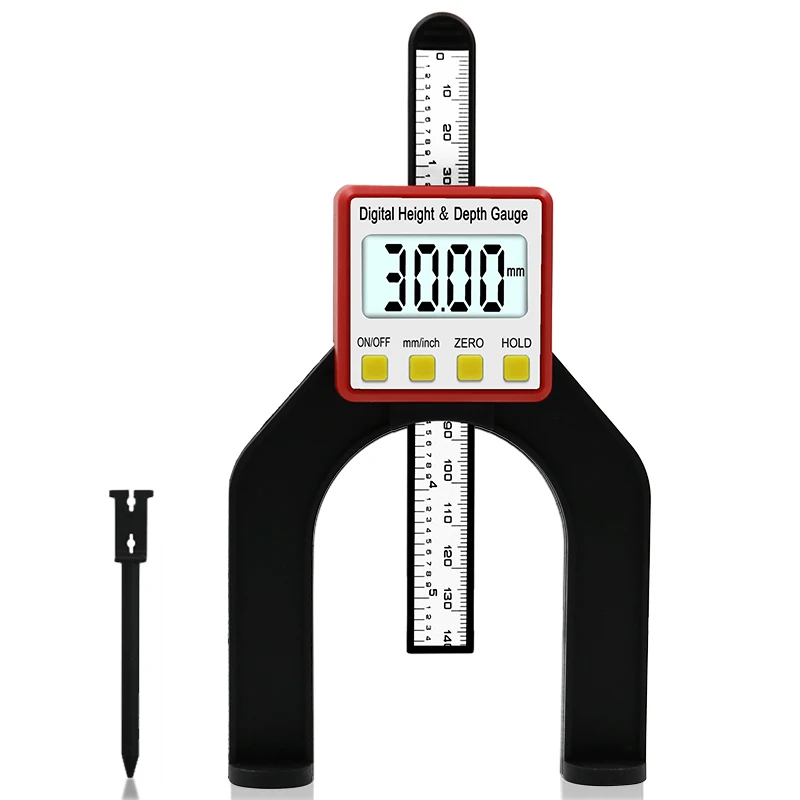 Digital Height Gauge Table Saw 80mm Depth Gauge with Three Measurement Units Locking Screw for Woodworking