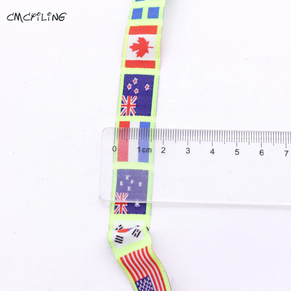 CMCYILING Europe National Flag Jacquard Webbing Sewing Label Wedding Materials Sewing Tape Ribbons For Gift Baby Scrapbooking
