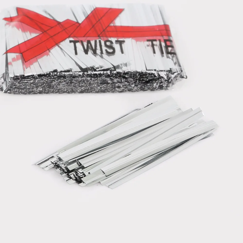 Twist Ties Wire Solid Silver/Gold Color 800pcs/pack Rope Cord For Cake Pops Sealing Cello Bags Lollipop Gifts Packgae Packing