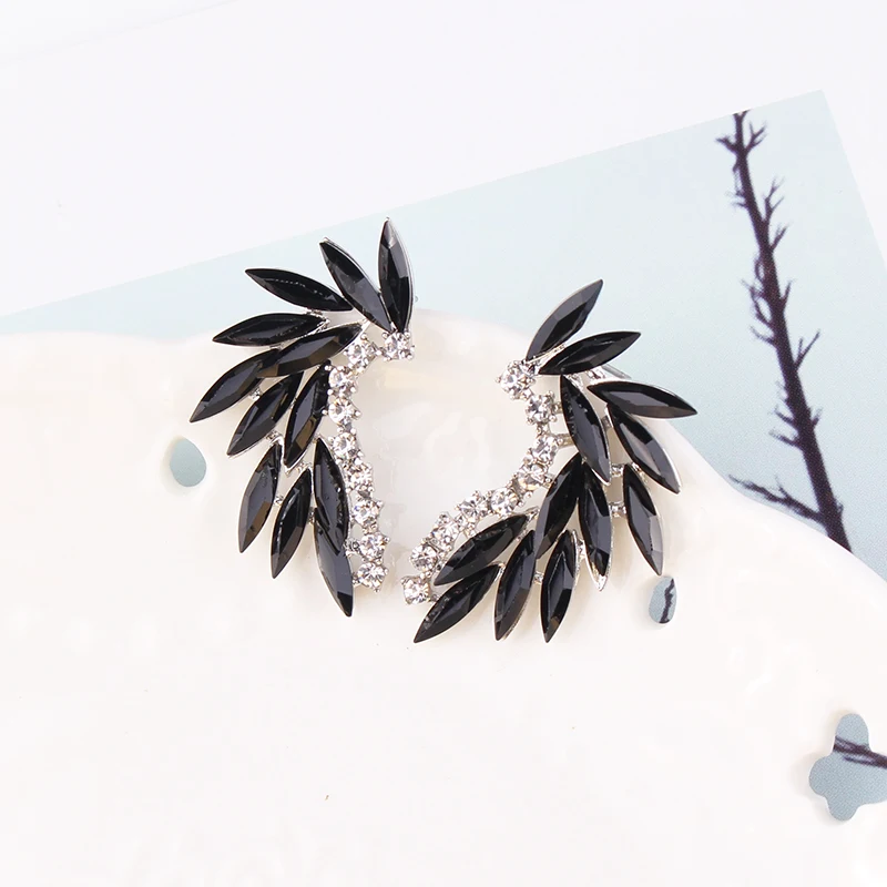 LUBOV Shining Rhinestone Wings Stud Earrings Acrylic Crystal Stone Women Piercing Earrings Trendy Wedding Jewelry Christmas Gift
