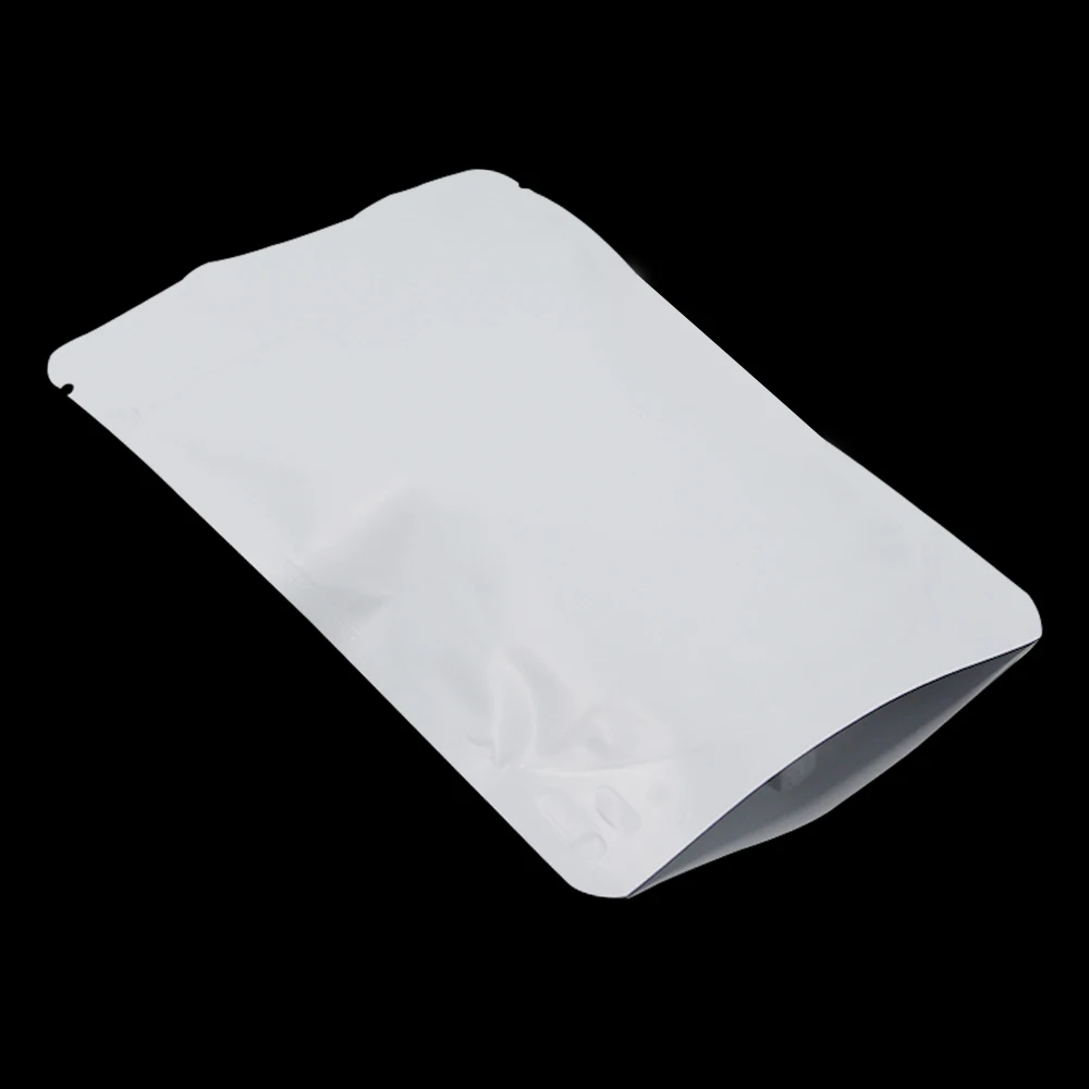 100pcs/lot Matte White Stand Up Aluminum Foil Doypack Zipper Bag Snacks Food Storage Mylar Pouches Packing Resealable Valve Bags