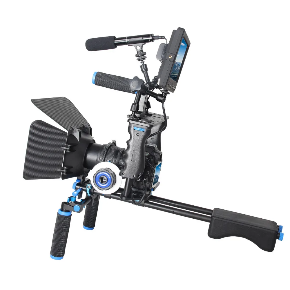 DSLR Rig Video Stabilizer Kit Film Equipment Matte Box+Dslr Cage+Shoulder Mount Rig+Follow Focus for DSLR Camera Camcorder