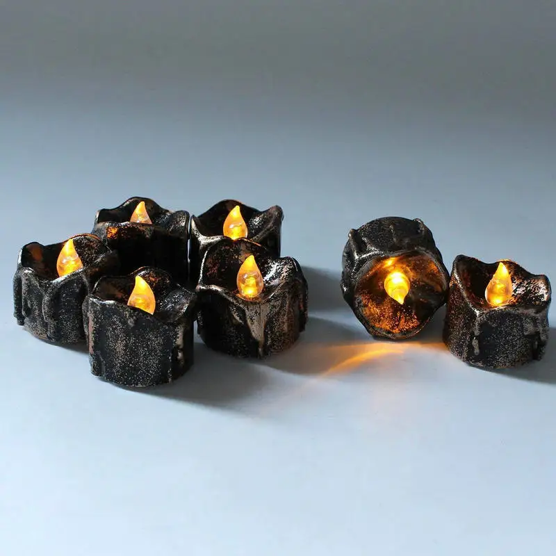 

36pcs Flickering LED Tea Light Candle dipped Wax Battery Operate Brown Votive tealight Wedding Xmas Home Party table decor-Amber