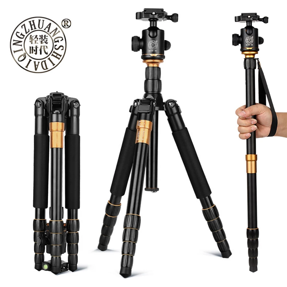 

QZSD Q666 Professional Magnesium Aluminium Alloy Camera Tripod & Monopod For Cameras DSLR