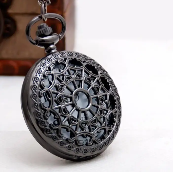 

Vintage Black Spider Web Pocket Watch with Chain Necklace Pendant Steampunk Antique Quartz Relogio De Bolso Gift Watch