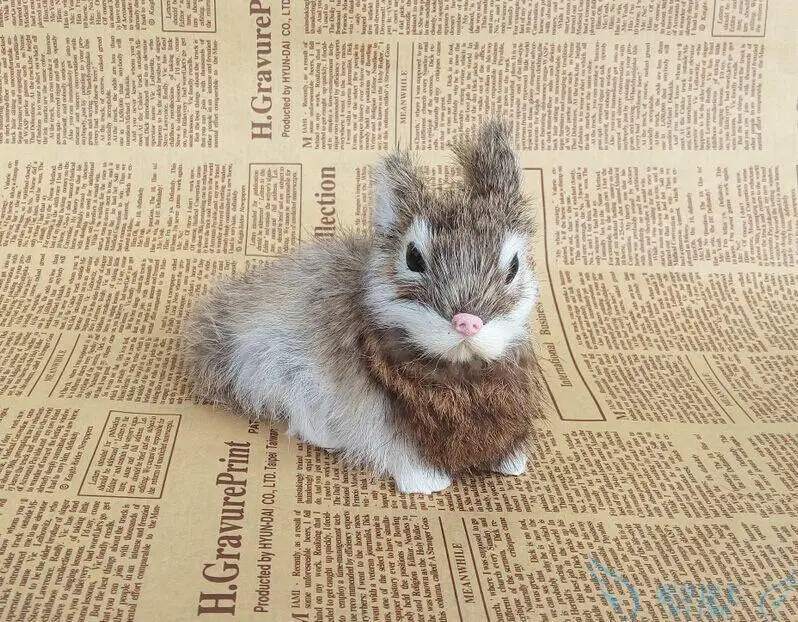 

small Simulation khaki rabbit polyethylene&furs cute rabbit model gift about 14x8x10cm y0121