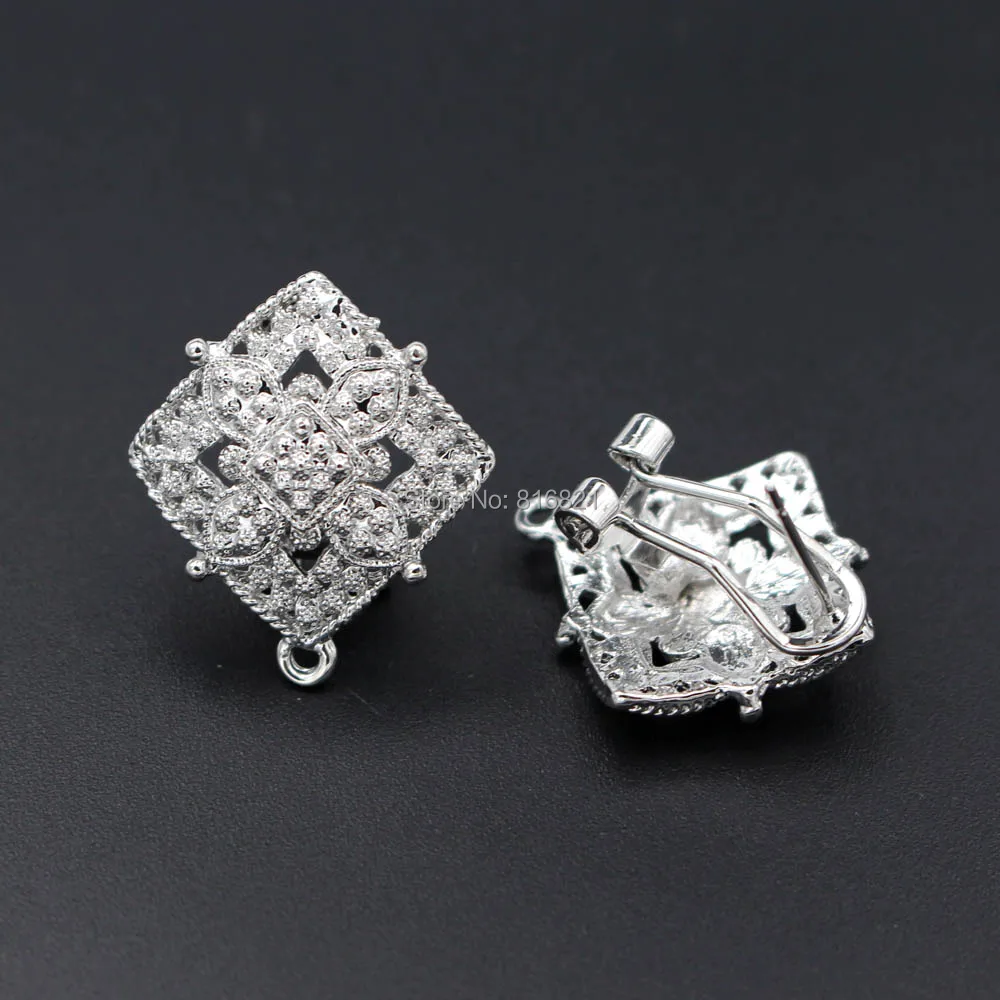 10pair Earrings Post with Loop Hanger Hollow Square Shape Base DIY African Dubai Gold Stud Earrings Jewelry Findings 21x24mm