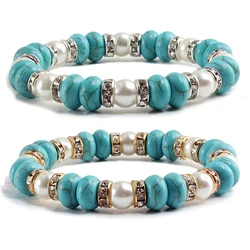 Fashion Vintage Boho Charm Bracelets Bangle Women Natural Stone Blue Beads Strand Bracelet Men Jewelry Pulseras Mujer