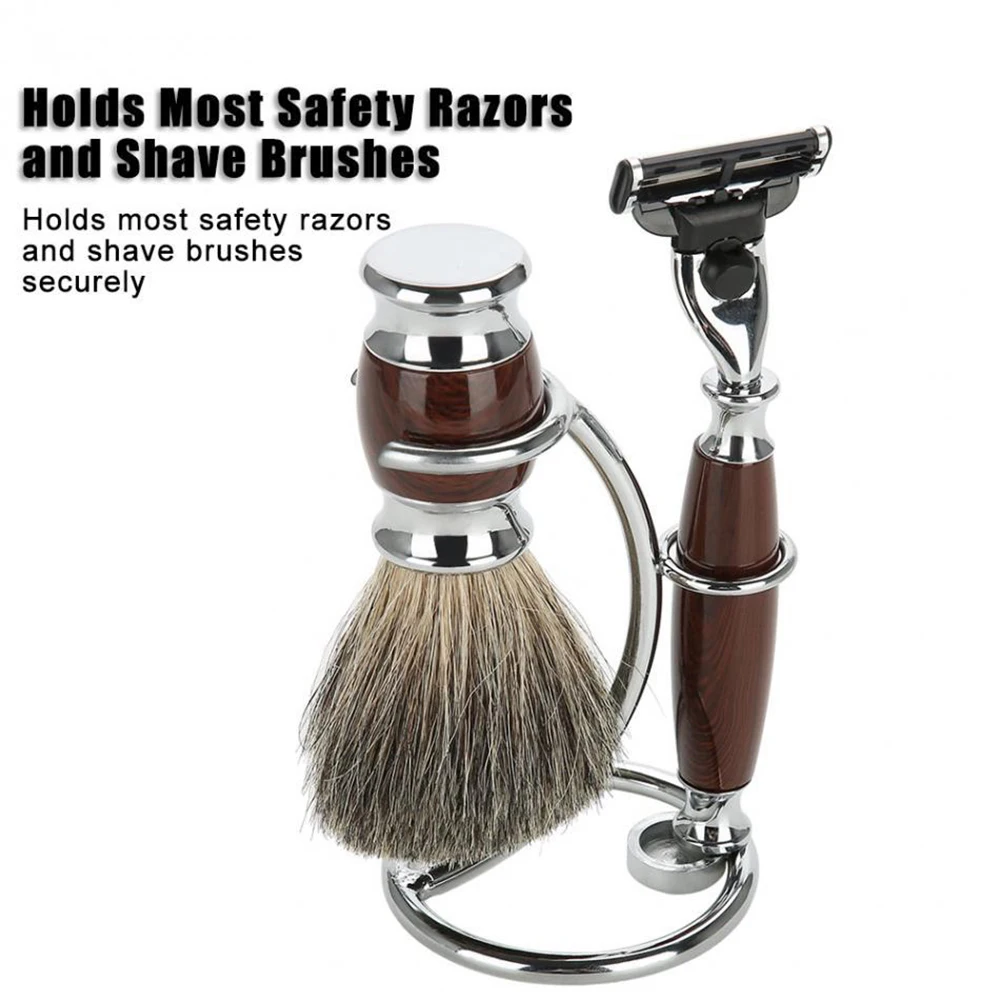 Razor & Berus Bercukur Lelaki Stand Shaver Stainless Steel Holder Stand Kit Pro Rack For Gift