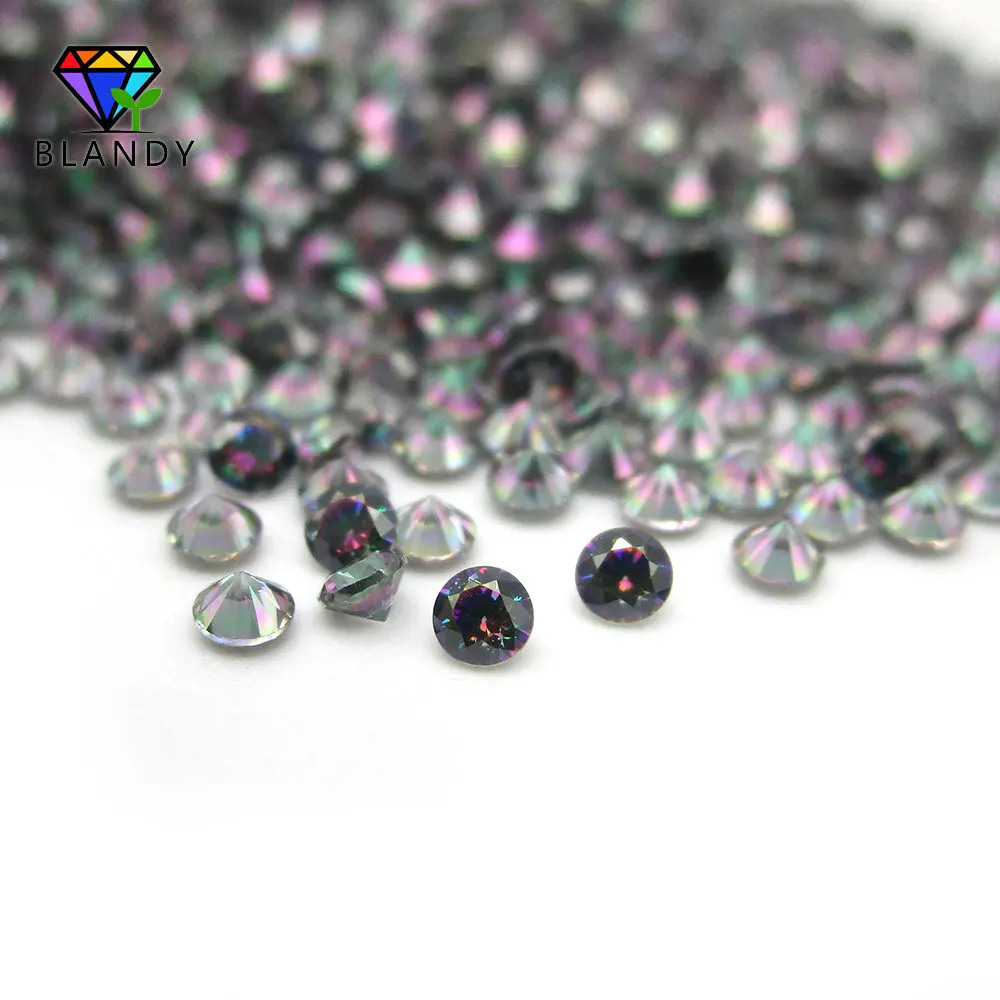 1.0mm~10mm Round Shape Mystic Color Cubic Zirconia Stone Loose Plating Multi Color CZ Stone Synthetic Gems For Jewelry