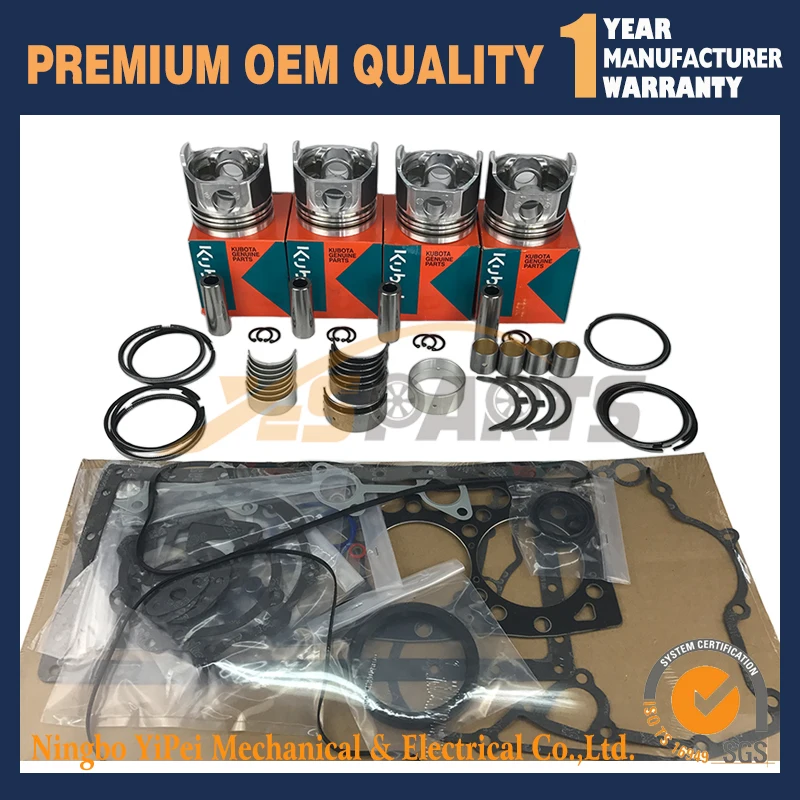 V1505 New Overhaul Rebuild kit for Kubota Engine Bobcat