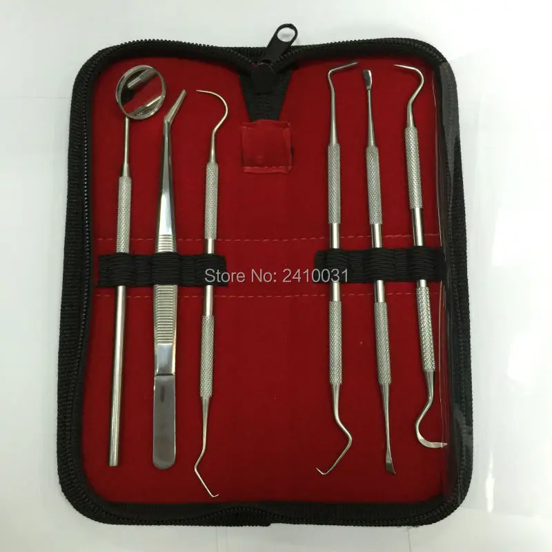 

1 Set Dental Examination Kit Dental Tool Kit Stainless Steel Mirror Tweezer Scaler Probe Dental Instruments Set