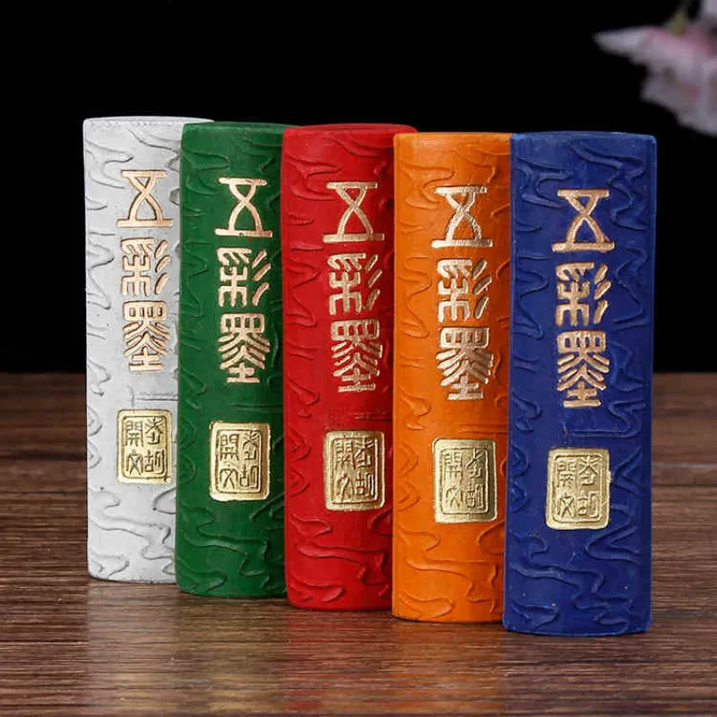 Calligraphy Ink Stick Block Multicolored Traditional Chinese Calligraphy Brush Painting Inkstick Sumi-E Water Grinding Solid Ink