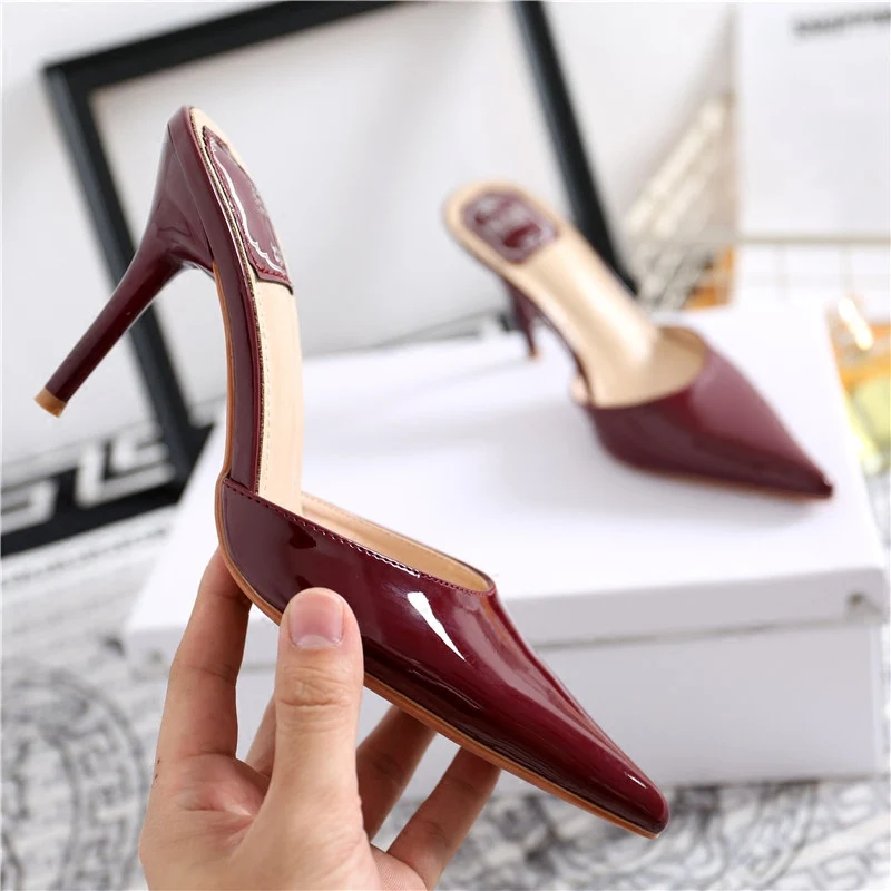 Trendy Women Candy Color Patent Leather Pointed Toe Hees Fashion Girls Summer Office Shoes OL